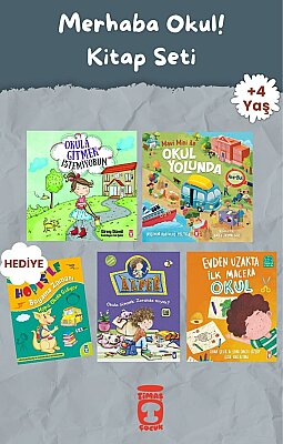 Merhaba Okul! Kitap Seti - Okul Öncesi - 4+ Yaş Kitap Seti - Boyama Kitabı Hediyeli
