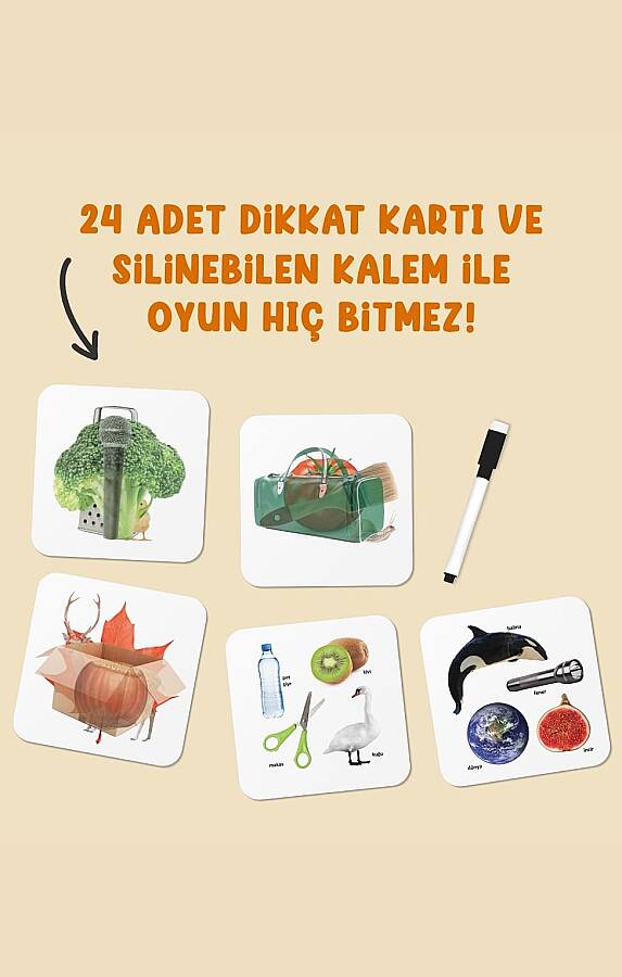 Bir Daha Bak (4 Yaş ve Üzeri Dikkat Geliştirme Oyun Kartları - Silinebilir Kalem Hediyeli) - 4