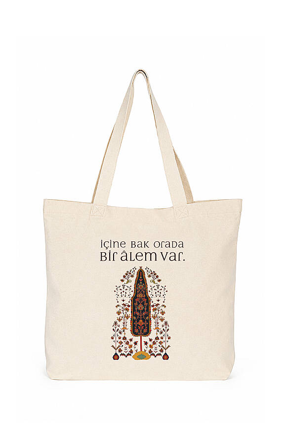 "İçindeki Âlem" Geleneksel Motifli Bez Çanta - 1