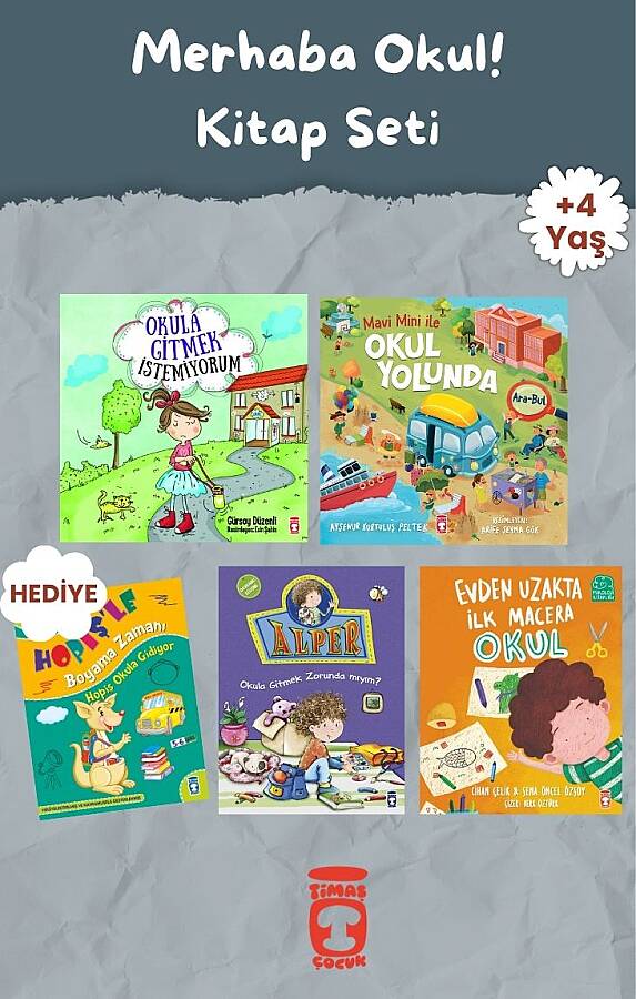 Merhaba Okul! Kitap Seti - Okul Öncesi - 4+ Yaş Kitap Seti - Boyama Kitabı Hediyeli - 1