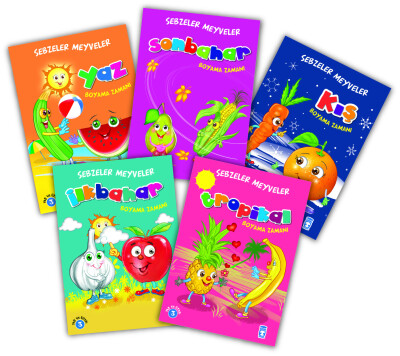 Sebzeler Meyveler - Boyama Zamanı Set (5 Kitap)