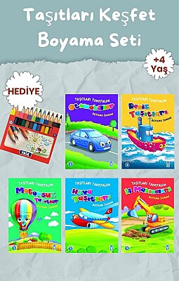 Taşıtları Keşfet Boyama Seti (5 Kitap)