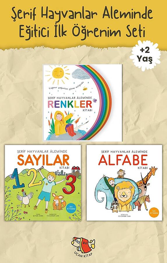  Uçan Kitap 2-4 Yaş Şerif Hayvanlar Aleminde - Eğitici İlk Öğrenim Seti - 3 Kitap Takım