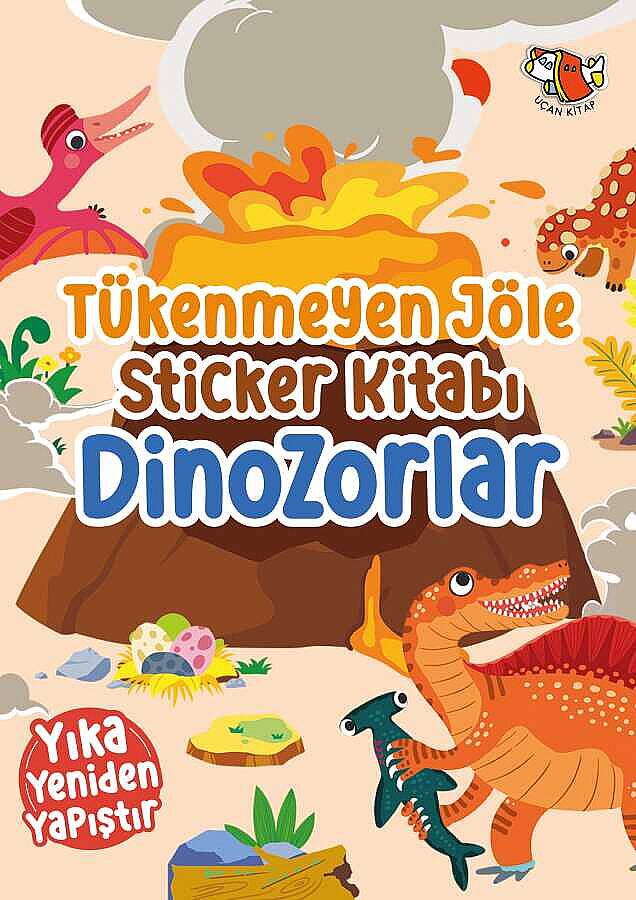 Uçan Kitap 2-4 Yaş Yıkanabilir Tükenmeyen Jöle Sticker Seti (3 Kitap Takım: Dinozorlar, Hayvanlar, Bebek Giydirme) - 4