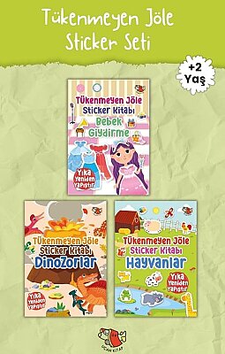 Uçan Kitap 2-4 Yaş Yıkanabilir Tükenmeyen Jöle Sticker Seti - 3 Kitap Takım