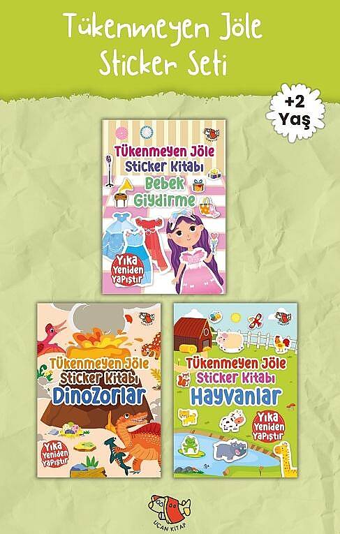 Uçan Kitap 2-4 Yaş Yıkanabilir Tükenmeyen Jöle Sticker Seti - 3 Kitap Takım